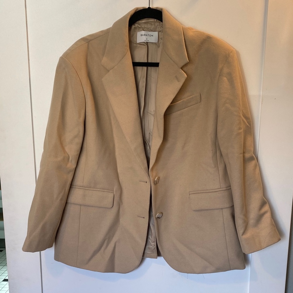 Babaton Tan Wool-Blend Blazer